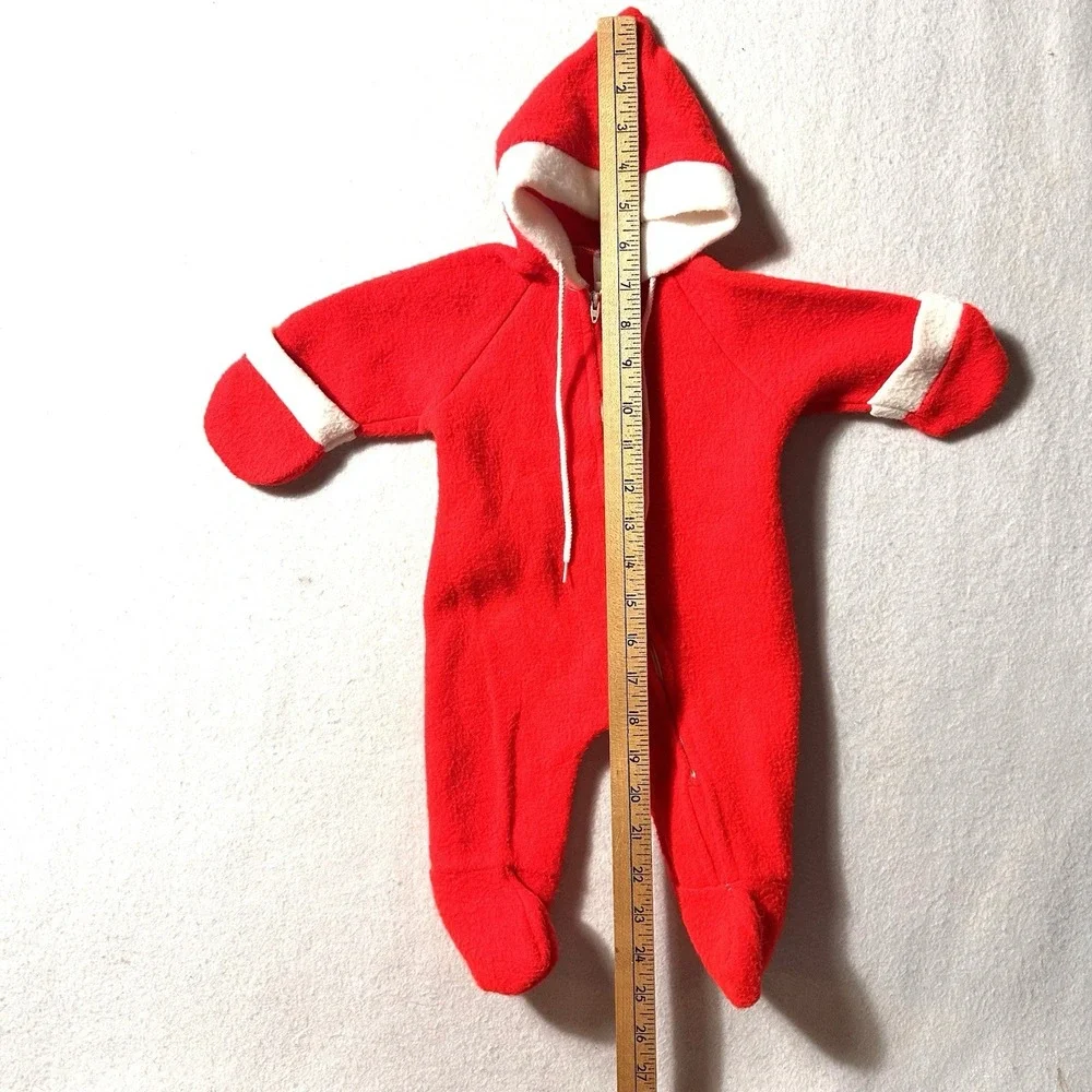 Vintage Toddle Time 0-9 Months Christmas MCM‎ Red Santa Bunting Zip JC Penny